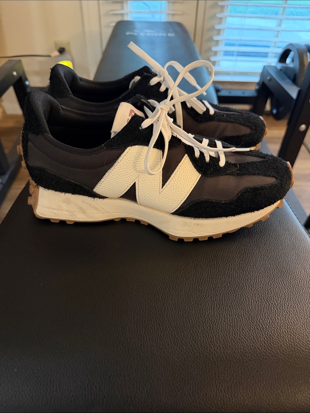 New Balance Black, White, and Tan Retro Runner Sneakers - Picture 2 of 3